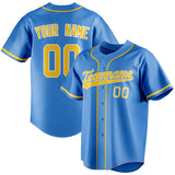 Custom Electric Blue & Gold Color Fan Baseball Jersey