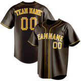 Custom Brown & Yellow Color Fan Baseball Jersey