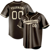 Custom Brown & Cream Color Fan Baseball Jersey