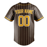 Custom Brown & Yellow Cream Pinstripe Fan Baseball Jersey BB01240528WX076