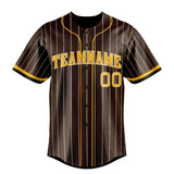 Custom Brown & Yellow Cream Pinstripe Fan Baseball Jersey BB01240528WX076