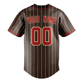 Custom Brown & Red Cream Pinstripe Fan Baseball Jersey BB01240528WX077