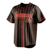 Custom Brown & Red Cream Pinstripe Fan Baseball Jersey BB01240528WX077