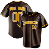 Custom Brown & Gold Color Fan Baseball Jersey BB01240528WX078