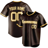 Custom Brown & Cream Color Fan Baseball Jersey