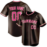 Custom Brown & Pink Color Fan Baseball Jersey