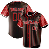 Custom Brown & Red Red Pinstripe Fan Baseball Jersey