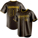 Custom Brown & Gold Color Fan Baseball Jersey