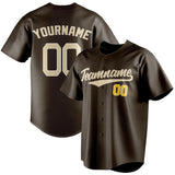 Custom Brown & Cream Color Fan Baseball Jersey