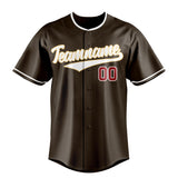 Custom Brown & Red Color Fan Baseball Jersey BB01240528WX089