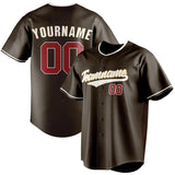 Custom Brown & Red Color Fan Baseball Jersey