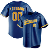 Custom Blue & Gold Color Fan Baseball Jersey