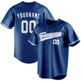 Custom Blue & White Color Fan Baseball Jersey