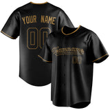 Custom Black & Old Gold Color Fan Baseball Jersey