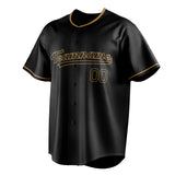 Custom Black & Old Gold Color Fan Baseball Jersey BB01240528YX185