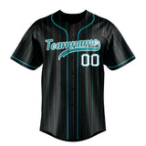 Custom Black & Aqua Aqua Pinstripe Fan Baseball Jersey BB01240528YX191