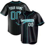 Custom Black & Aqua Aqua Pinstripe Fan Baseball Jersey BB01240528YX191