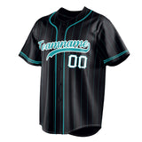 Custom Black & Aqua Aqua Pinstripe Fan Baseball Jersey BB01240528YX191