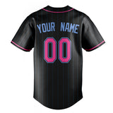 Custom Black & Pink Ligeht Blue Pinstripe Fan Baseball Jersey BB01240528YX195