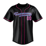 Custom Black & Pink Ligeht Blue Pinstripe Fan Baseball Jersey BB01240528YX195