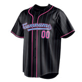 Custom Black & Pink Ligeht Blue Pinstripe Fan Baseball Jersey BB01240528YX195