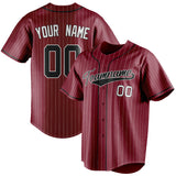 Custom Crimson & Black White Pinstripe Fan Baseball Jersey