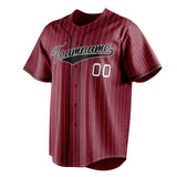 Custom Crimson & Black White Pinstripe Fan Baseball Jersey BB01240529CK149