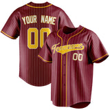 Custom Crimson & Gold White Pinstripe Fan Baseball Jersey BB01240529CK156