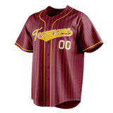 Custom Crimson & Gold White Pinstripe Fan Baseball Jersey BB01240529CK156