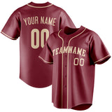 Custom Crimson & Cream Color Fan Baseball Jersey