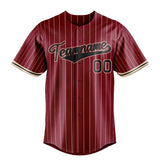 Custom Crimson & Black Cream Pinstripe Fan Baseball Jersey BB01240529CK159