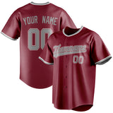 Custom Crimson & Steel Gray Color Fan Baseball Jersey