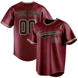 Custom Crimson & Black Color Fan Baseball Jersey