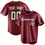 Custom Crimson & White Color Fan Baseball Jersey