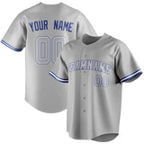 Custom Gray & Royal Color Fan Baseball Jersey