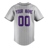 Custom Gray & Purple Color Fan Baseball Jersey BB01240529JZ148