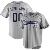 Custom Gray & Navy Navy Pinstripe Fan Baseball Jersey