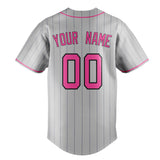 Custom Gray & Pink Black Pinstripe Fan Baseball Jersey BB01240529JZ152