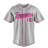 Custom Gray & Pink Black Pinstripe Fan Baseball Jersey BB01240529JZ152