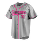 Custom Gray & Pink Black Pinstripe Fan Baseball Jersey BB01240529JZ152