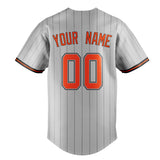 Custom Gray & Orange Black Pinstripe Fan Baseball Jersey BB01240529JZ153