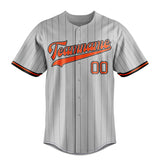 Custom Gray & Orange Black Pinstripe Fan Baseball Jersey BB01240529JZ153