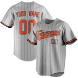 Custom Gray & Orange Black Pinstripe Fan Baseball Jersey