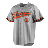 Custom Gray & Orange Black Pinstripe Fan Baseball Jersey BB01240529JZ153