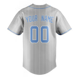 Custom Gray & Light Blue White Pinstripe Fan Baseball Jersey BB01240529JZ156