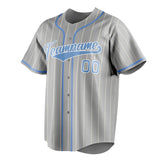 Custom Gray & Light Blue White Pinstripe Fan Baseball Jersey BB01240529JZ156