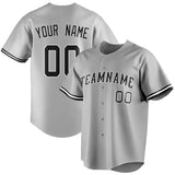 Custom Gray & Black Color Fan Baseball Jersey