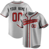 Custom Gray & Red Color Fan Baseball Jersey