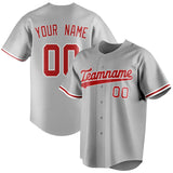 Custom Gray & Red Color Fan Baseball Jersey