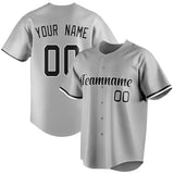 Custom Gray & Black Color Fan Baseball Jersey